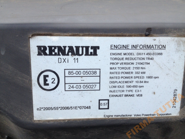 Renault Premium двигатель DXI 11 450 EURO5 08г. D.G.