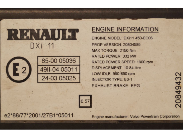 Без навесного оборудования silnika двигатель в сборе RENAULT PREMIUM DXI 11 450