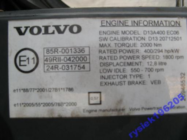 Двигатель в сборе volvo fm 12 400 Euro 4 2007 r.