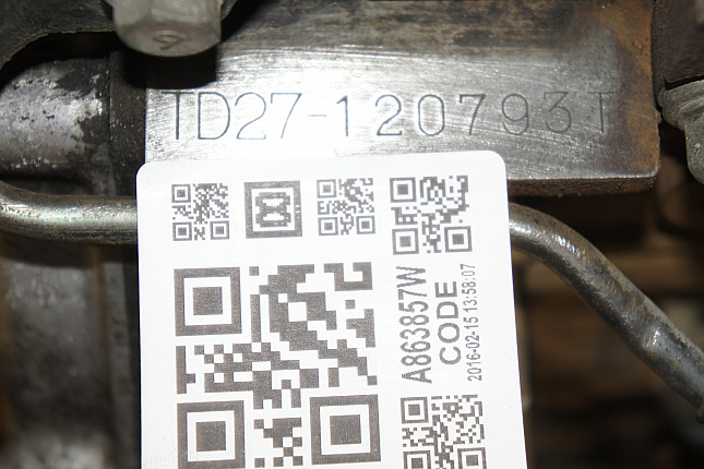 Номер двигателя и фотография площадки Nissan TD27T